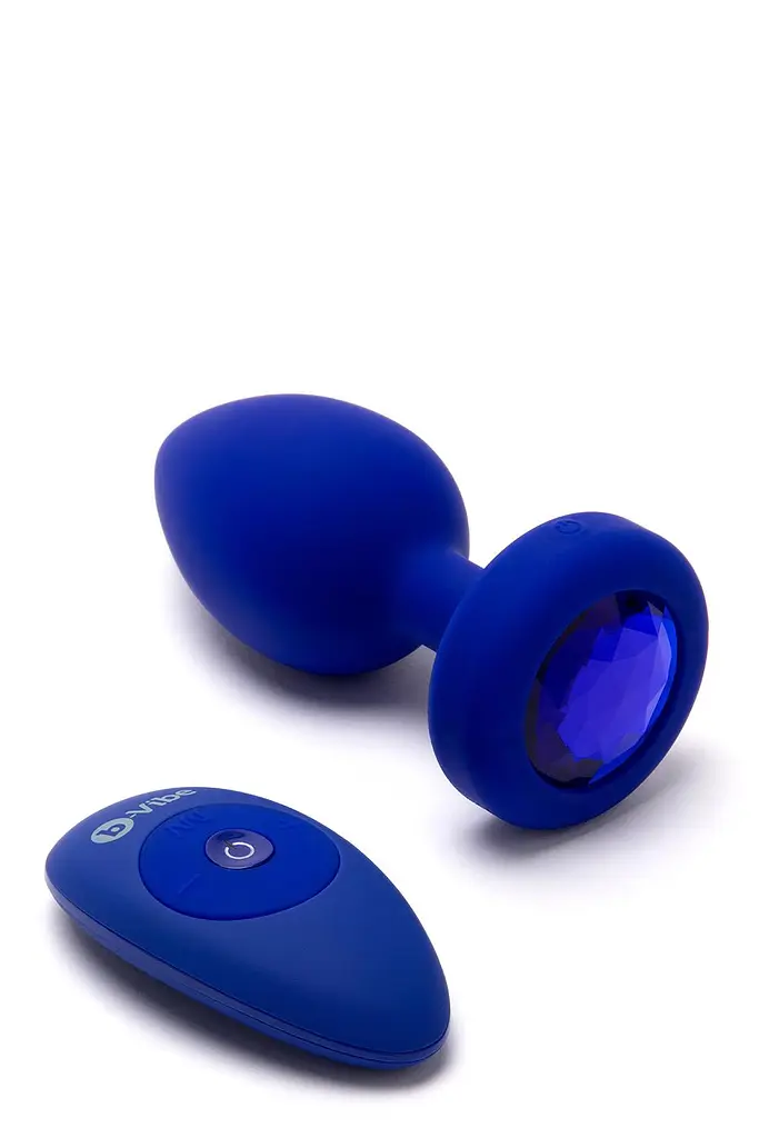 Анальная пробка B-Vibe Vibrating Jewel Plug L/XL 11.1 см (синий) - фото 4