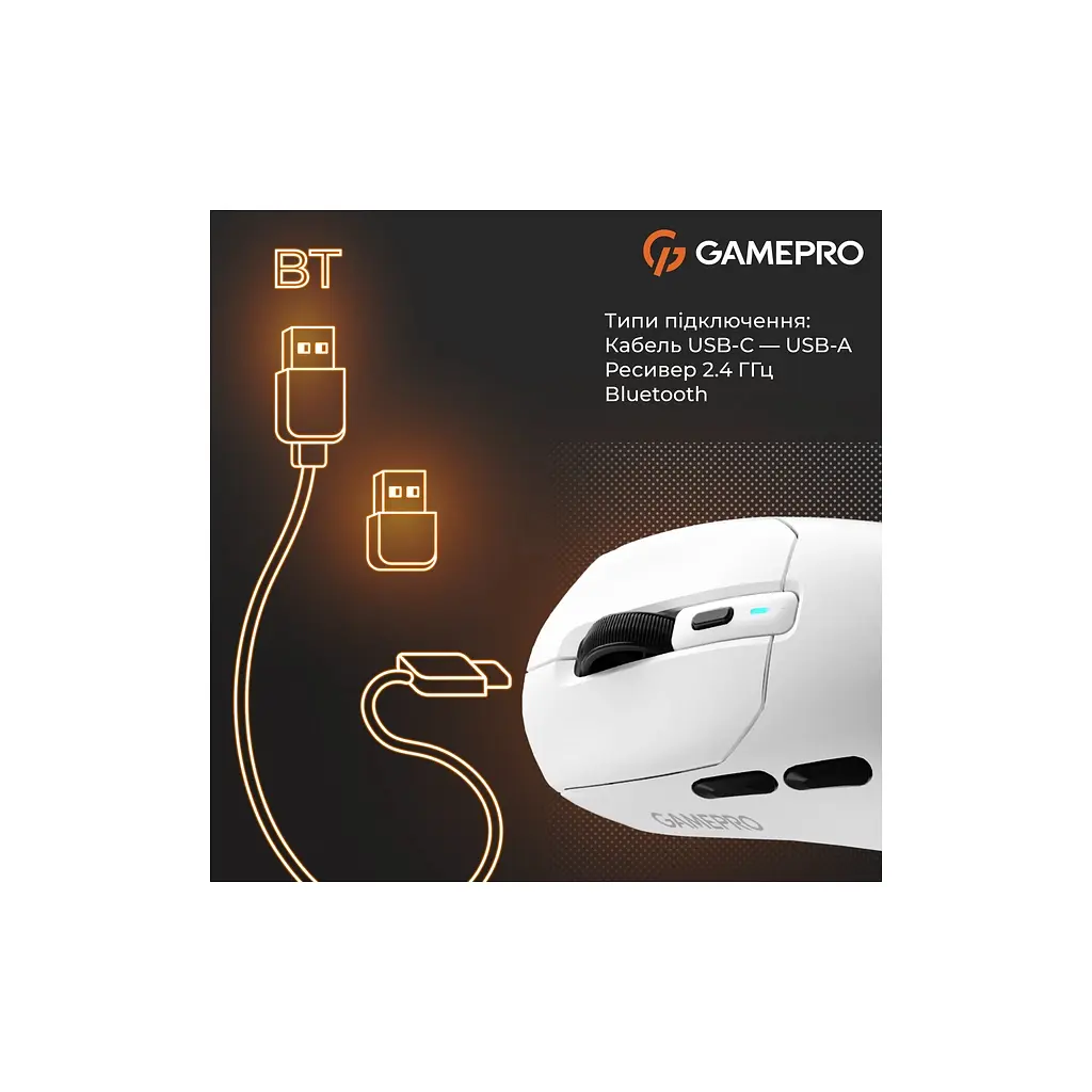Мишка GamePro Genesis Airmaster Wireless/Bluetooth/USB White (GM167W) - фото 10