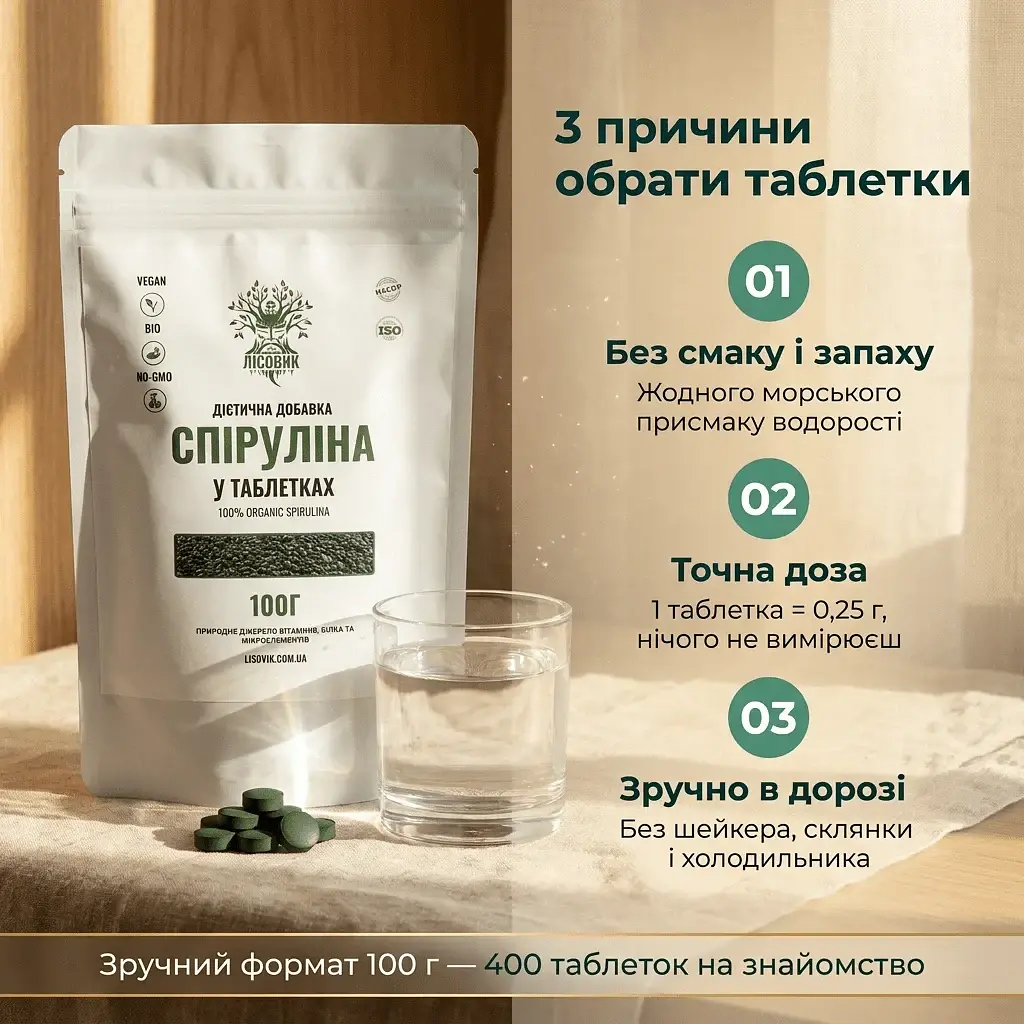 Спіруліна у таблетках 100 г - фото 3