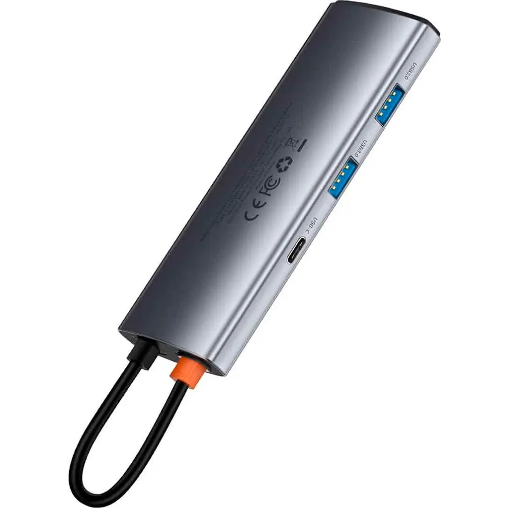 USB-хаб Baseus Metal Gleam Series 7-in-1 Multifunctional Type-C HUB Gray (WKWG020113) [72632] - фото 5