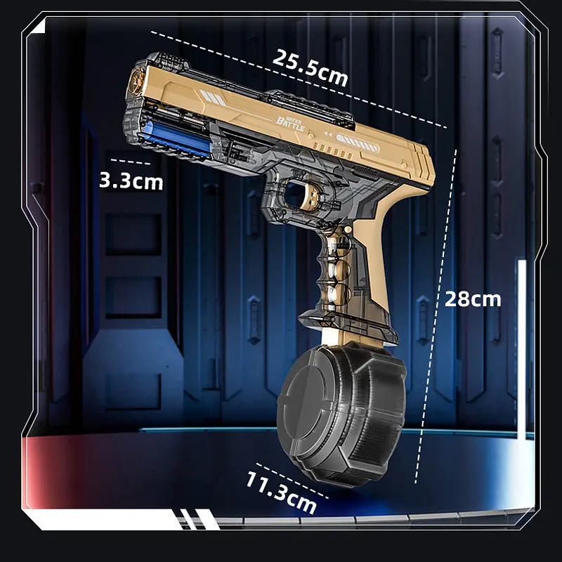 Водяной аккумуляторный пистолет Water Gun 66-35 (500 мл) с литиевой батареей Transparent gold - фото 2