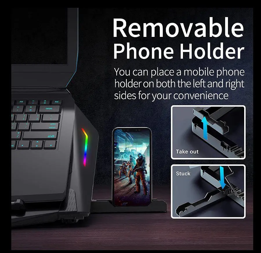 Охлаждающая подставка для ноутбука 15-21 дюймов Ice Coorel N10 RGB - фото 8