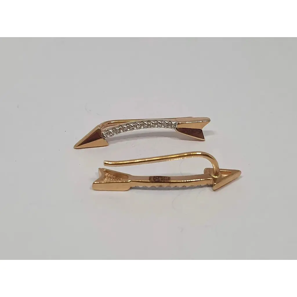 Золоті сережки-каффи Харківська ювелірна фабрика з фіанітами. 700086-СРР - фото 2