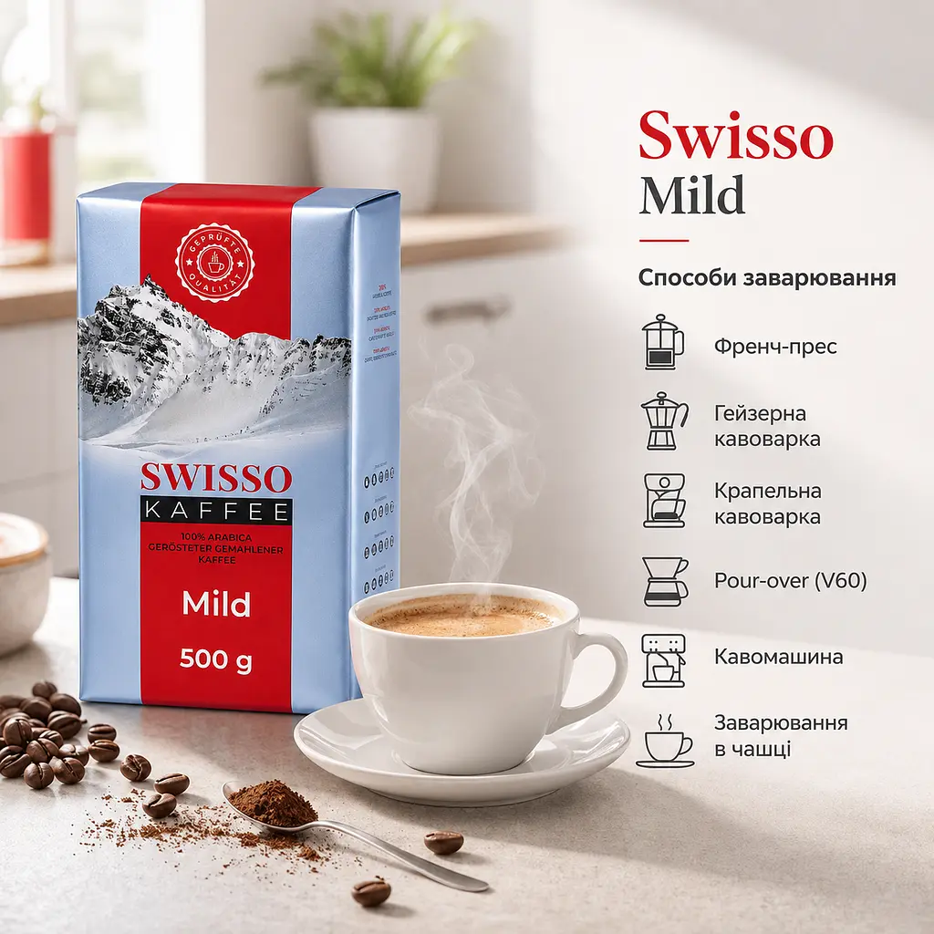 Кава мелена Swisso Kaffee Mild 100% Арабіка 500 г натуральна середнього обсмаження - фото 4