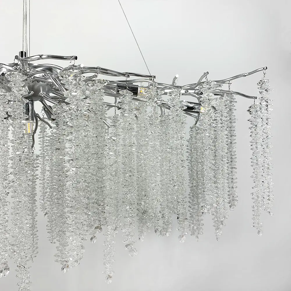 Підвісна люстра в корпусі хром з кришталевим камінням Line.F Діаметр 100см - фото 2