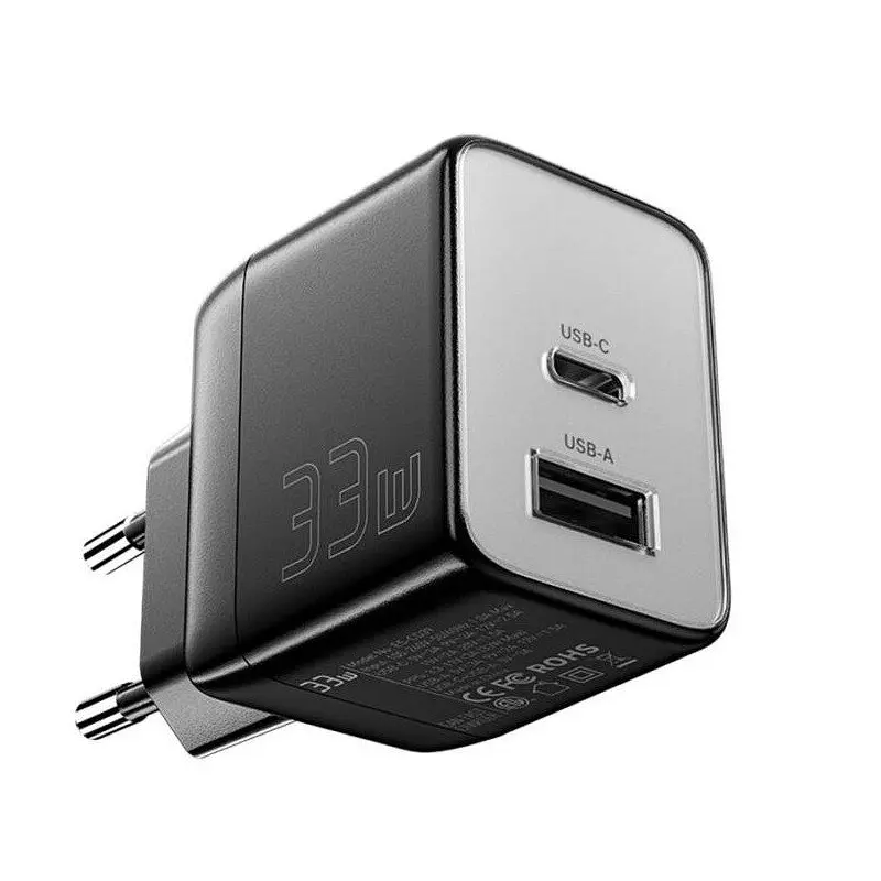 Мережевий зарядний пристрій EssagerECT33W Gan 1USB 1T-C 33W чорний - фото 3