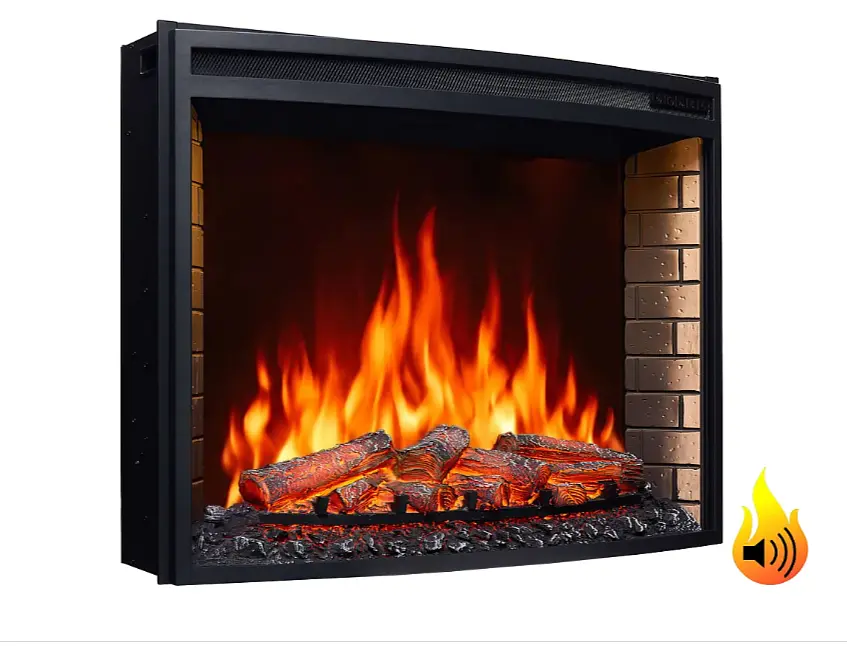 Електрокамін ArtiFlame AF33 — 86,6 см, вигнуте панорамне скло, 3D-ефект полум’я, LED-підсвічування та обігрів - фото 3