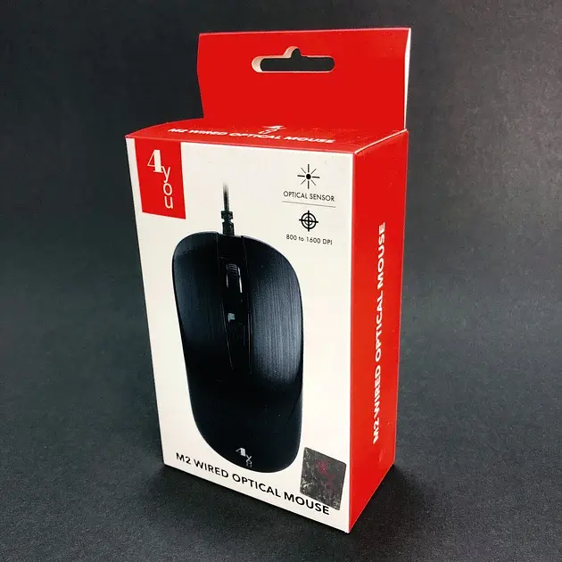 Миша провідна 4you M2 black (Тиха, 4кн, 800-1600DPI) - фото 3