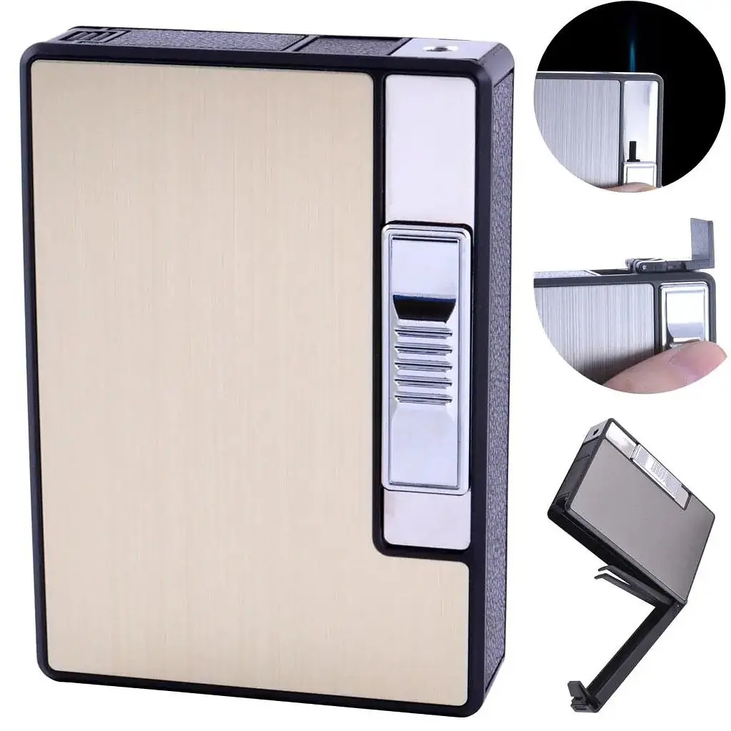 Портсигар на 10 сигарет із запальничкою FOCUS №HL-150 Gold (10835) - фото 3