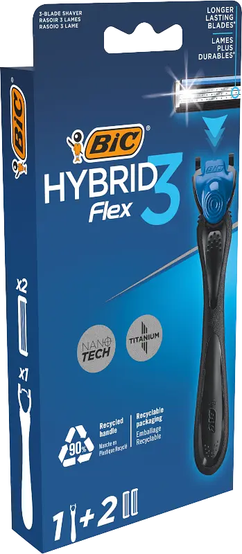 Станок для гоління Bic Flex 3 Hybrid з 2 змінними картриджами - фото 2