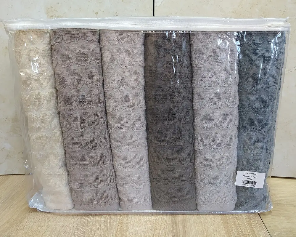 Набір турецьких махрових рушників 70х140 Gulcan 6 шт Jacquard Cotton Lux Damla - фото 3
