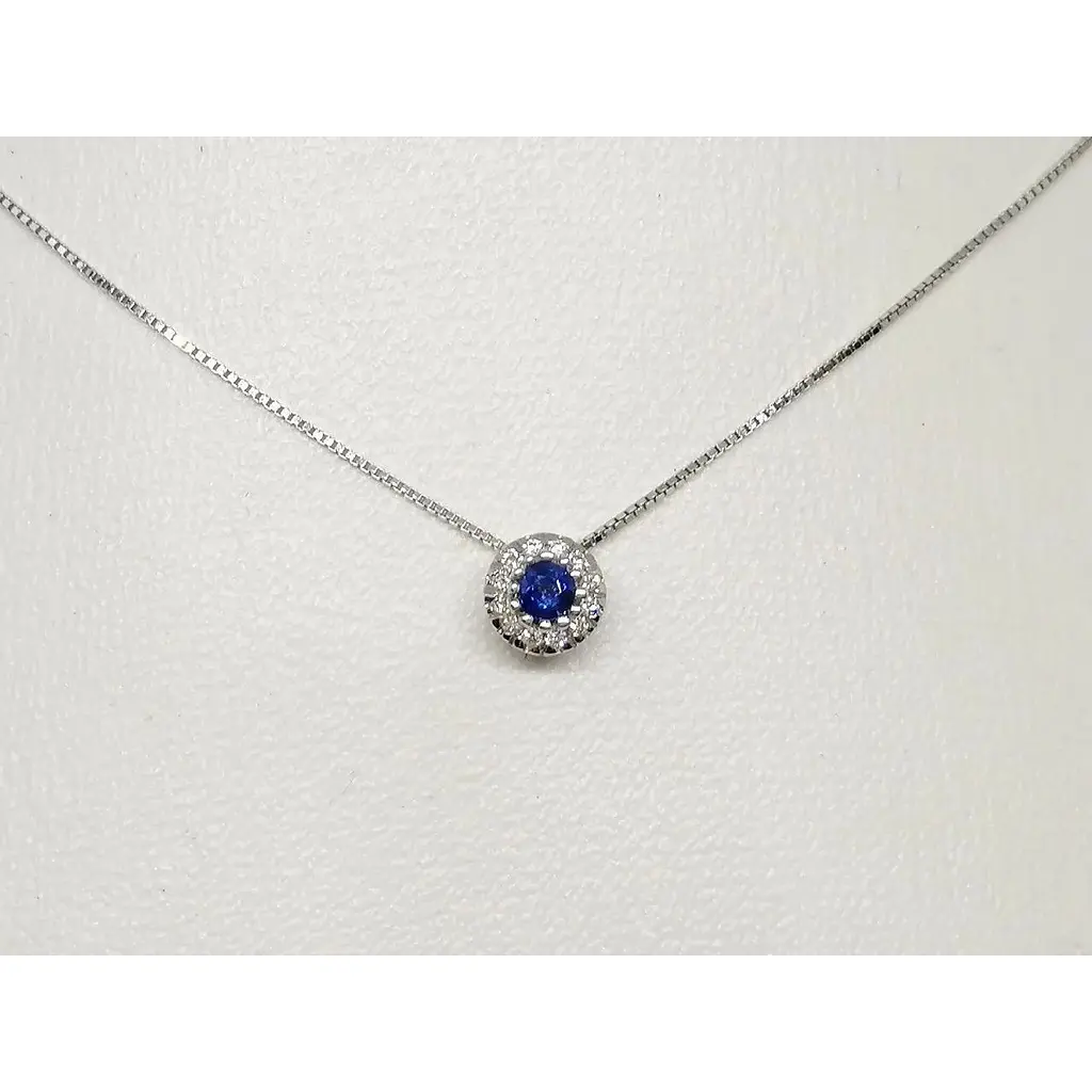 Золоте кольє ЮЗ "Багет" з діамантами і сапфіром. 85134/1С 45 - фото 2