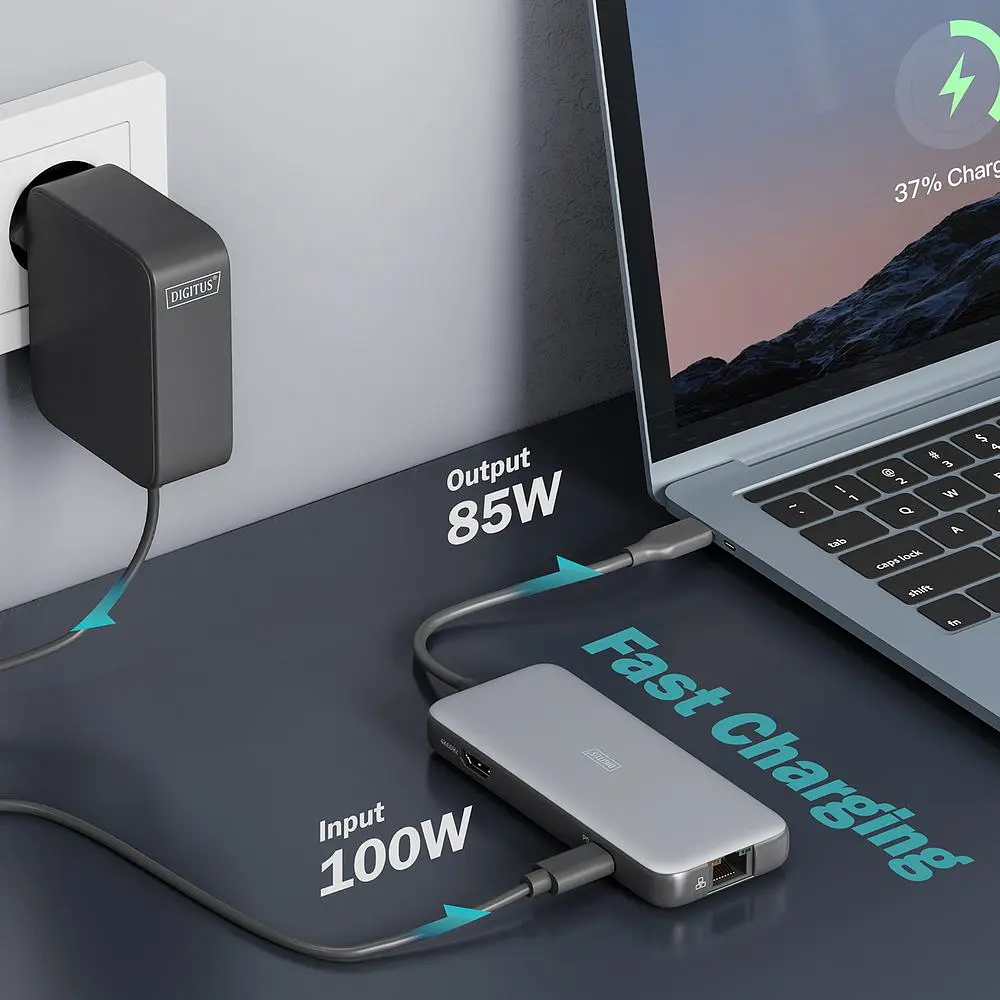 Кардрідер док-станція USB-C HDMI/2xUSB-A/USB-C/SD/MicroSD/RJ54 Digitus70914 - фото 8