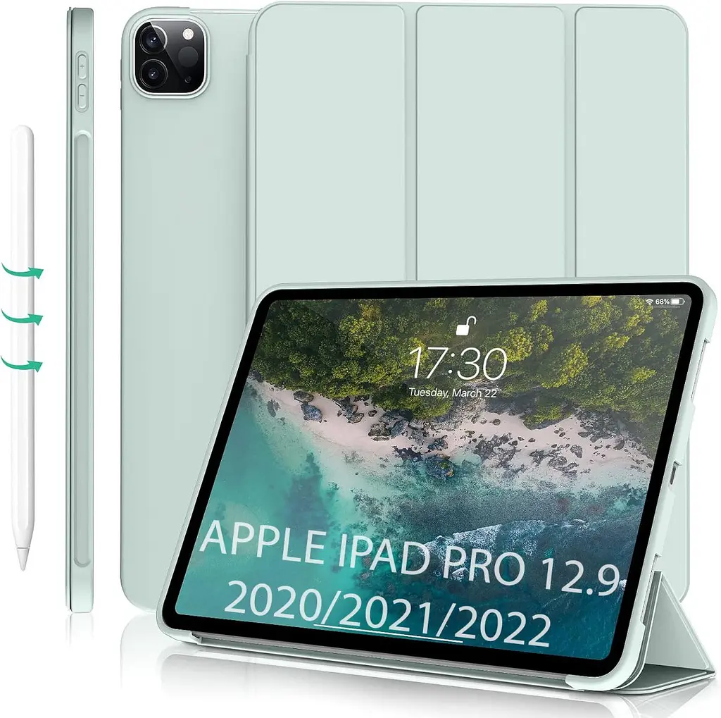 Чохол-книжка BeCover Tri Fold Soft TPU Silicone для Apple iPad Pro 12.9 2020/2021/2022 Light Green (711738) - фото 2