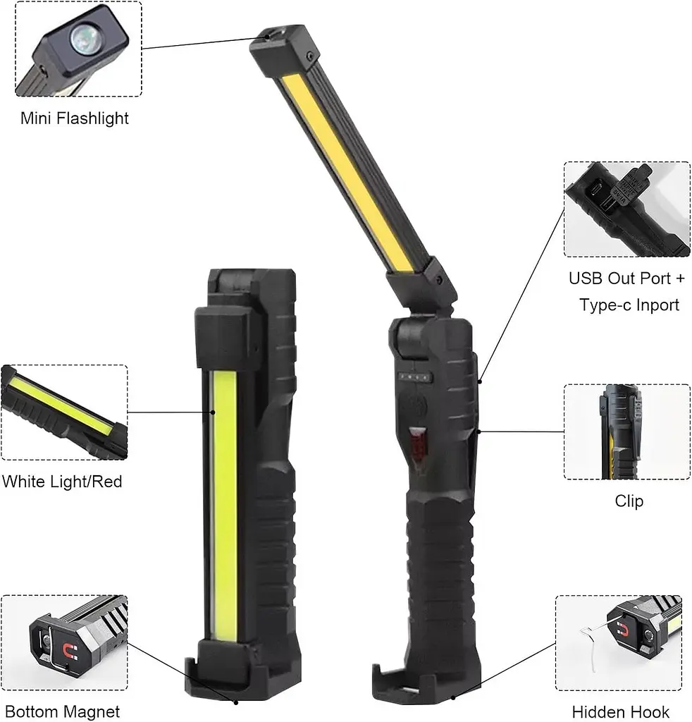 Ліхтар LIGHT L08-1 з магнітним підставою та підвісним гачком для кемпінгу ∙ Акумуляторний поворотний ліхтар LIGHT L08-1 - фото 6