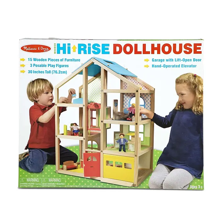 Дерев'яний ляльковий будиночок Melissa&Doug, з підйомником і меблями (MD2462) - фото 4