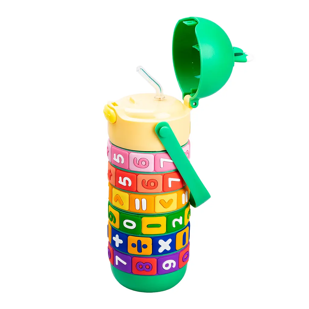 Термос детский Happy Life HP17305GR интерактивный с ручкой 430 мл, зеленый - фото 2