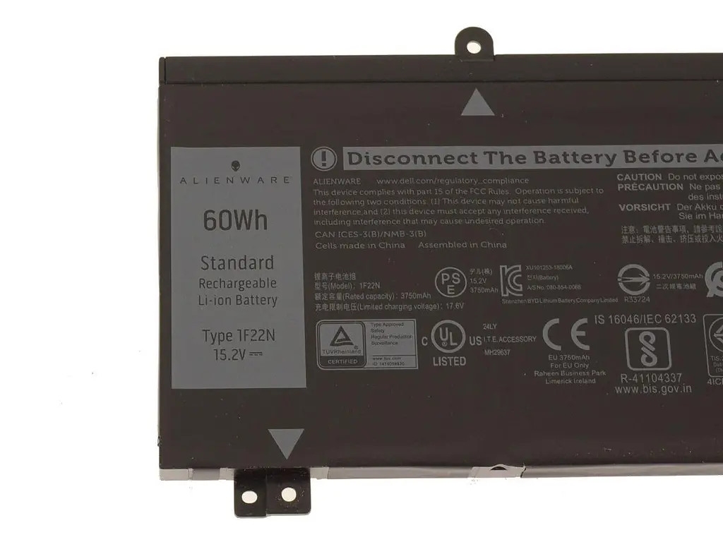 Акумулятор для ноутбука Dell Alienware M15 R1 2018 M17 R1 2019 G5 5590 G7 7590 7790 (1F22N 15.2V 3750 mAh 60Wh) - фото 2