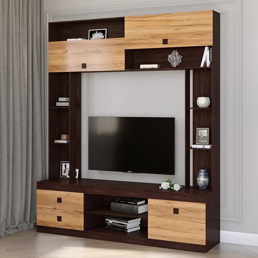 Стінка для вітальні Еверест Соната з тв нішою Венге темний/Дуб Крафт золотий (DTM-2251) - фото 2