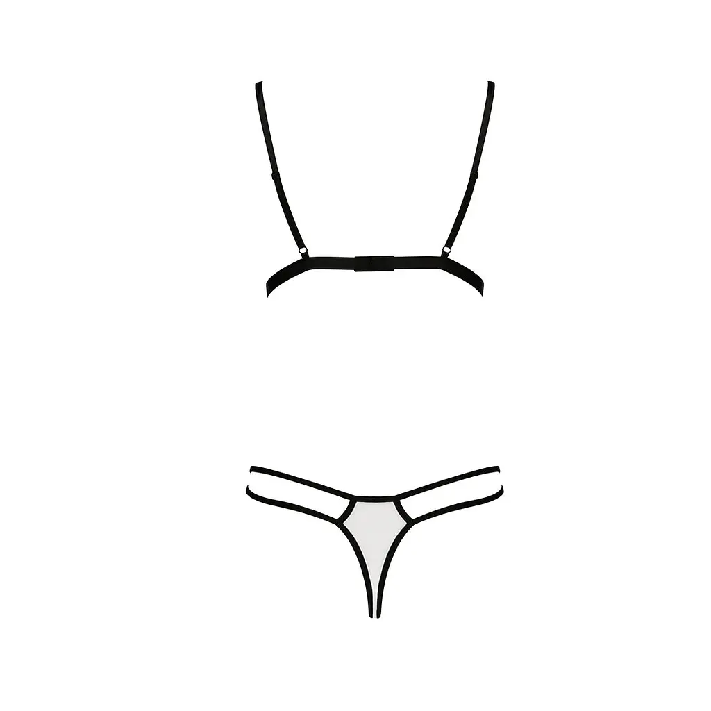 Комплект білизни Passion ORIHIME SET XXL/XXXL, white, стрепи, ліф і трусики - фото 4