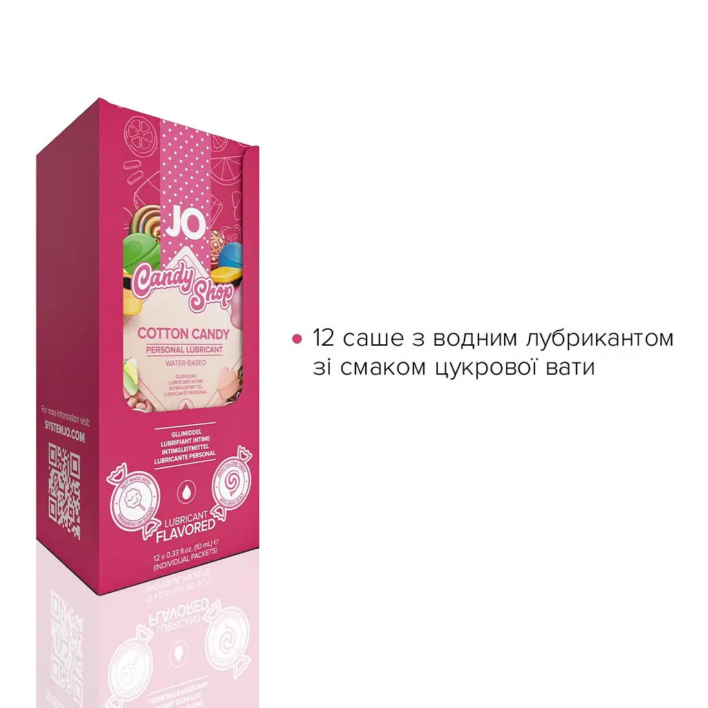 Набір лубрикантів Foil Display Box – JO H2O Lubricant – Cotton Candy – 12 × 10ml - фото 2