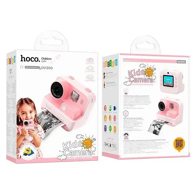 Детская цифровая фотокамера Polaroid HOCO DV200 мгновенной печати с термопринтером 48 МП 800 мАч Розовый - фото 4