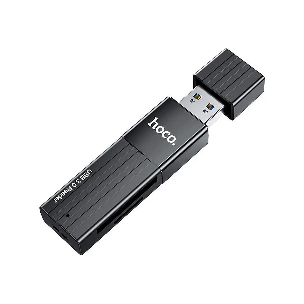Зчитувач флеш-карт HOCO USB3.0 to microSD, microSDHC, microSDXC, SD, SDHC, SDXC, HB20 Black (6931474735218) - фото 2