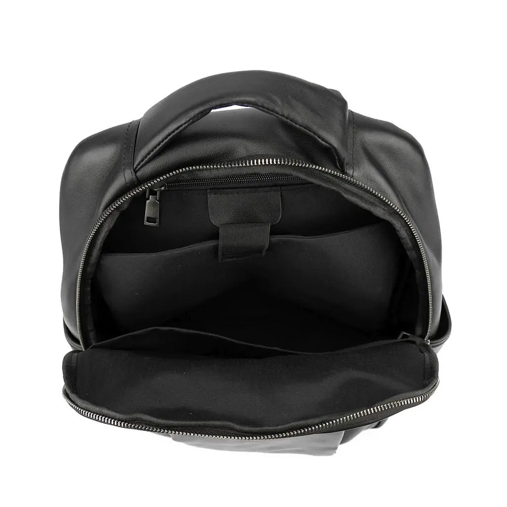 Чоловічий шкіряний рюкзак чорний Tiding Bag 1665A - фото 2