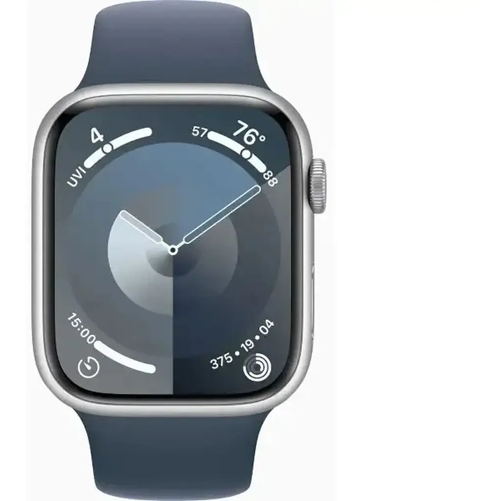 Apple Watch Series 9 GPS 45mm Silver Aluminium with Storm Blue Sport Band S/M MR9D3 - фото 2