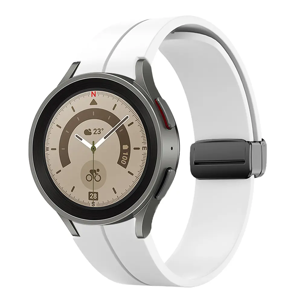 Ремешок для Samsung Galaxy Watch 4 Classic 42mm - белый ширина крепления 20мм силикон Watchbands Cls-black (W33-2WB62202667) - фото 2