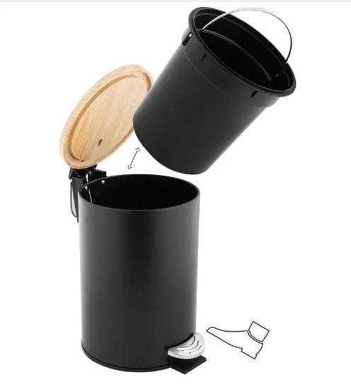 Відро для сміття Yoka Vini black bamboo 3л CH.VINI-BLK, Чорний матовий - фото 8