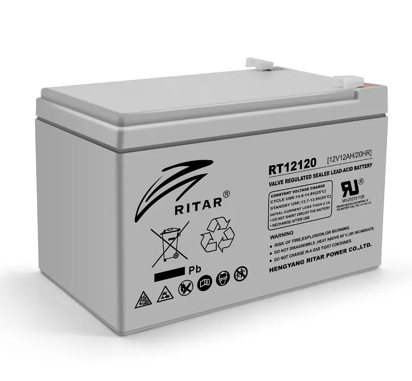 Акумуляторна батарея AGM RITAR RT12120, сірий корпус, 12 В, 12,0 А·год