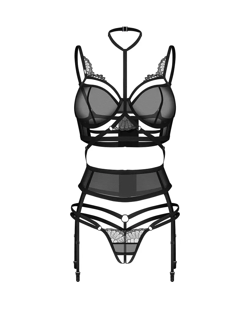 Комплект белья Obsessive Premesis Black otwarty 2XL/3XL (черный) - фото 13