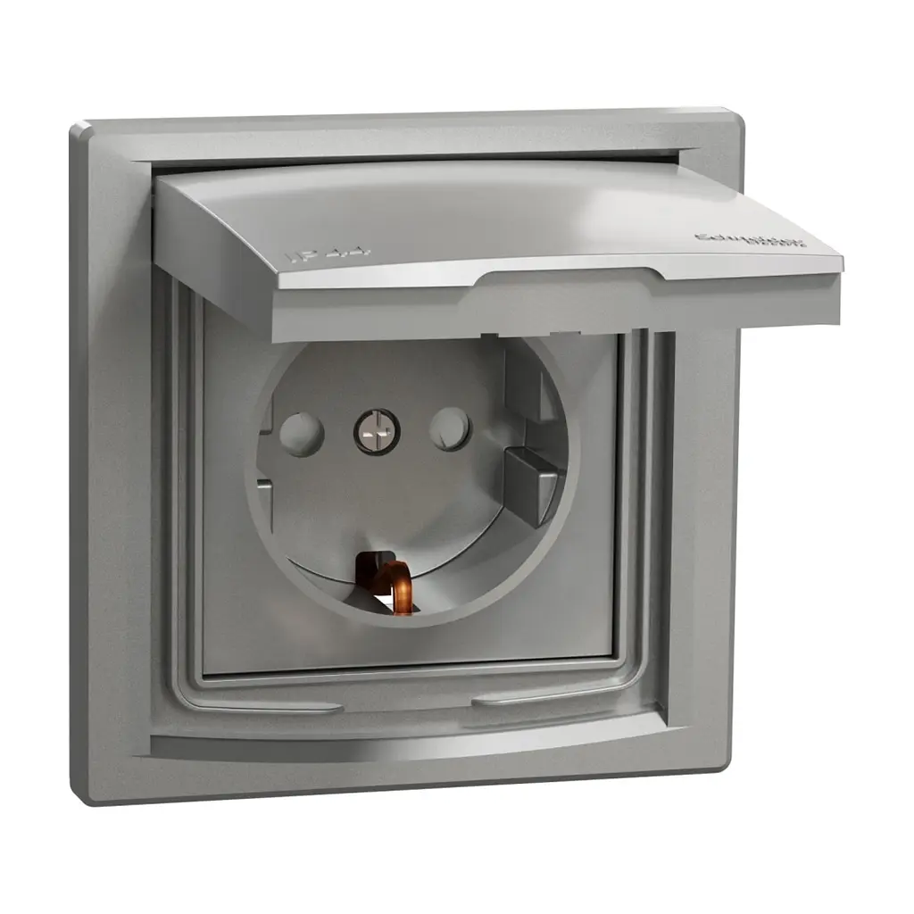 Розетка Schneider Electric ASFORA з кришкою IP44, алюміній (EPH3100361) - фото 2