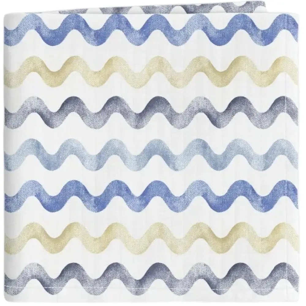 Муслінова пелюшка Cosas Waves 110х150 см бежево-блакитна (MuslinDiapers_WaveBlueBeige_110x150)