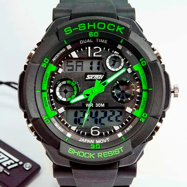 Наручний годинник чоловічий Skmei S-Shock Green 0931 Чорний (1530) - фото 7