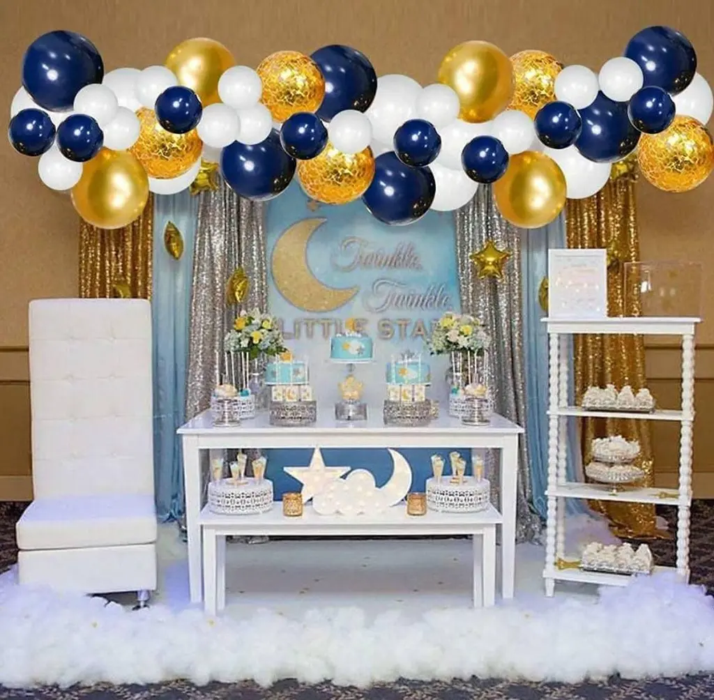 Набір для гірлянди з повітряних куль (Balloon Garland) — синьо-золота арка з кульок із конфеті декор для фотозони дня народження - фото 2