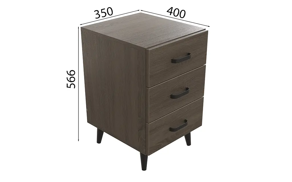 Тумба Вива 3 на конусных ножках Ferrum-decor 56,5x35x40 Черный металл ДСП Дуб Сонома Трюфель 16 мм (FRD-106821) - фото 4