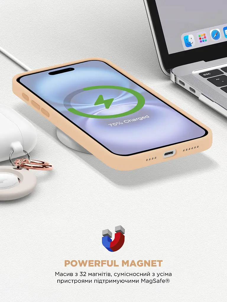 Силиконовый чехол с MagSafe для Apple iPhone 16, ICON2 MagCase, золотой, противоударный, панель с мягкой подкладкой, защита всего корпуса, поддержка беспроводной зарядки, совместим с защитными стеклами и пленками, ArmorStandart (ARM80181) - фото 9