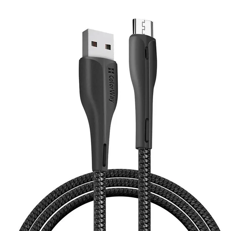 Кабель ColorWay USB - micro USB (M/M), PVC + Led, 2.4 А, 1 м, Black (CW-CBUM034-BK) - фото 3
