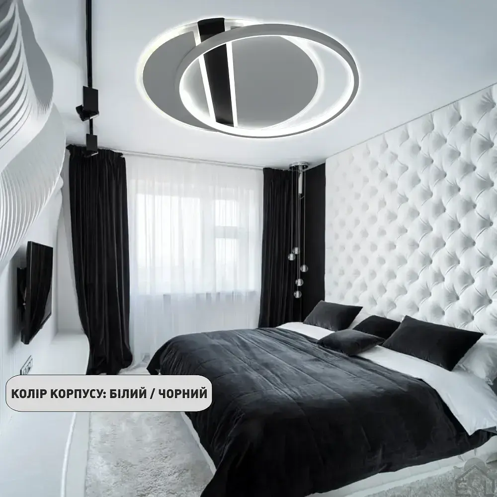 Керована світлодіодна люстра SAVIO 85W 2R-495×420×60-WHITE/BLACK-220-IP20 ESLLSE - фото 6