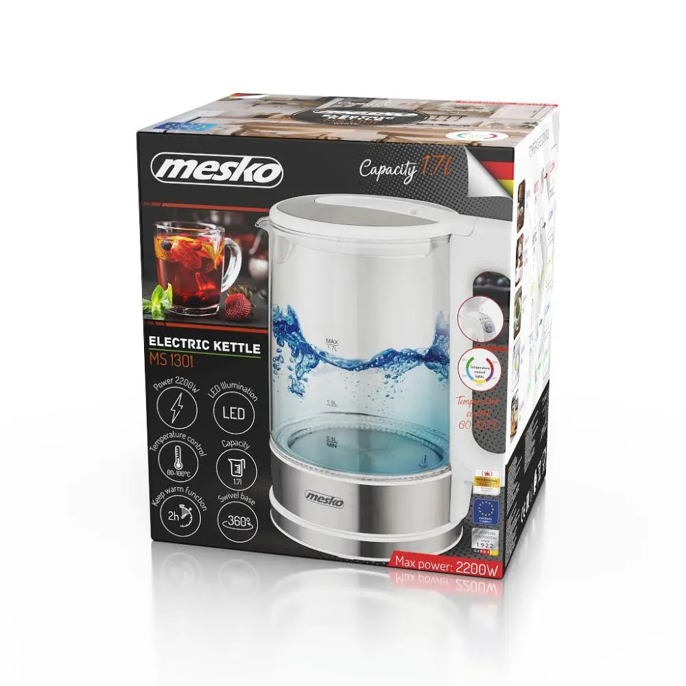 Електрочайник Mesko MS 1301 white з регулятором темп. - фото 9