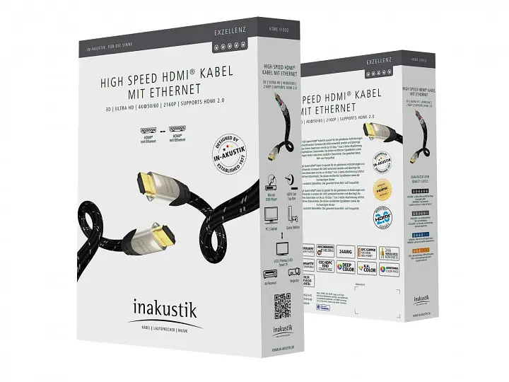 Кабель Inakustik HDMI v.2.0b Exzellenz High Speed HDMI Cable with Ethernet 3.0 m - фото 2