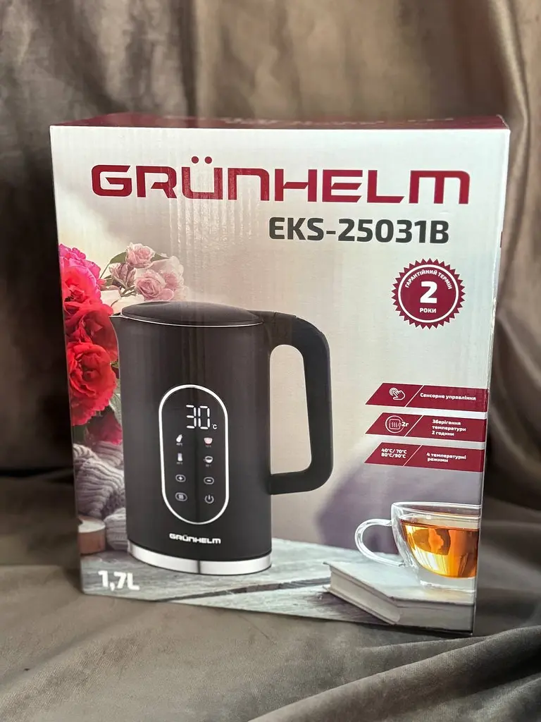 Електрочайник Grunhelm EKS-25031B LED екран  1.7л 2200Вт Чорний - фото 7