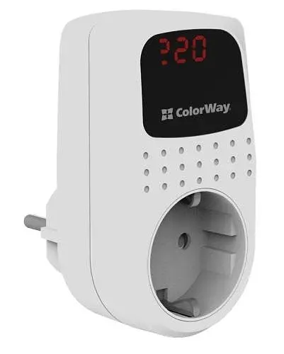 Реле напруги DS2, White, 1 розетка (220 В / 50 Гц) до 16 A / 3520 Вт ColorWay teh0027933 - фото 3