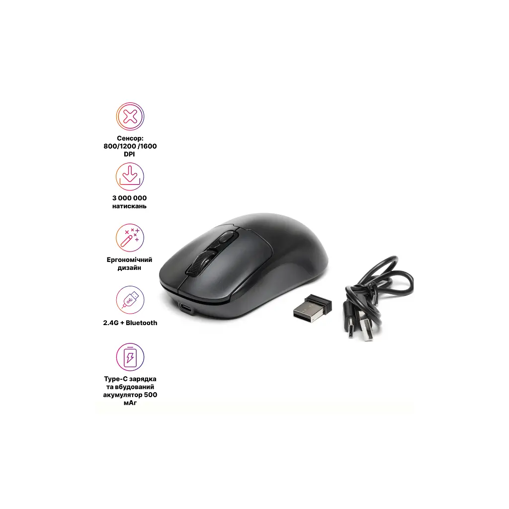 Мишка Hölmer MW-03OF Wireless/Bluetooth Black (MW-03OF) - фото 2