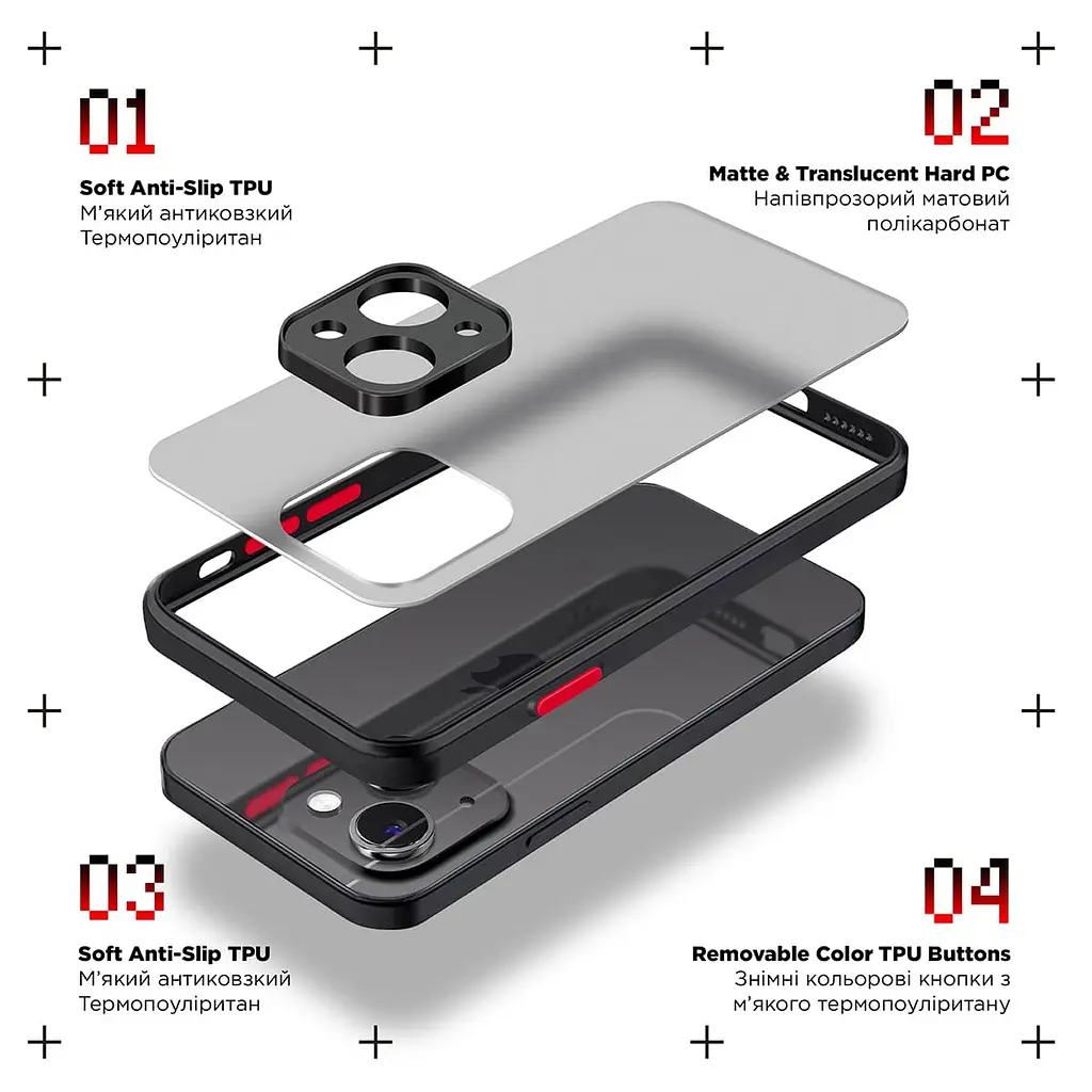 Чехол-накладка для Xiaomi Redmi 9A, Frosted Matte, черный, противоударный чехол с защитой всего корпуса, термополиуретан TPU + поликарбонат PC, ArmorStandart (ARM66729) - фото 2
