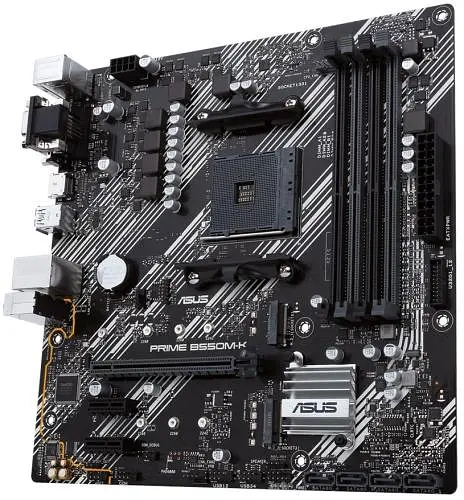 Материнська плата AM4 (B550) Asus PRIME B550M-K, B550, 4xDDR4, Int.Video(CPU), 4xSATA3, 1xM.2, 1xPCI-E 16x 4.0, 2xPCI-E 1x 3.0, ALC887 8xUSB3.2/4xUSB2.0, VGA/DVI-D/HDMI, MicroATX - фото 4