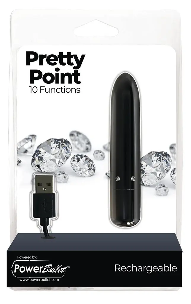 Віброкуля PowerBullet Pretty Point Rechargeable Bullet Black, потужний точковий вібратор з загостреним кінчиком на акумулятор - фото 7