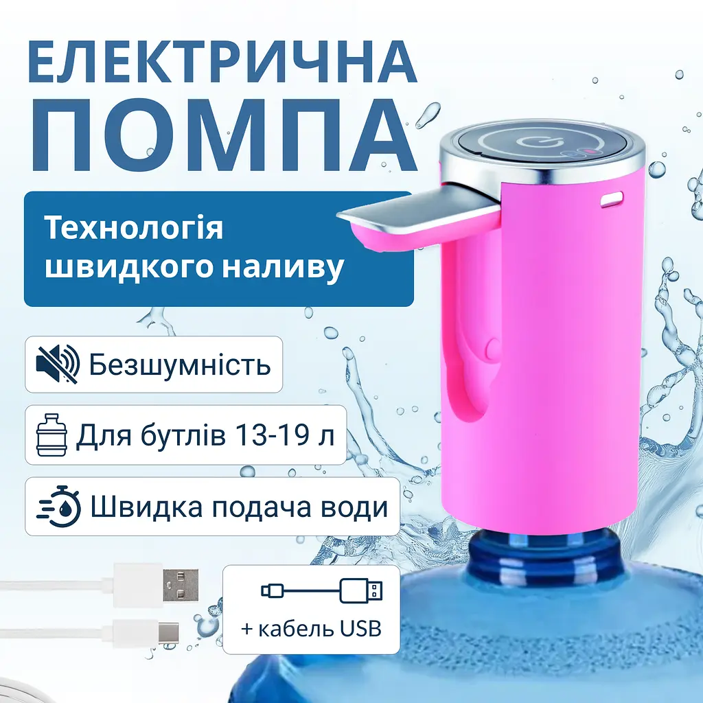 Електрична помпа для води ViO E23 зі складним носиком, рожева - фото 2